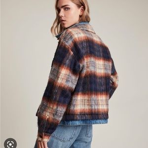 AllSaints Ivy Checked Denim Layered Jacket, sz 4